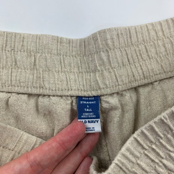 TALL Old Navy Natural Linen Blend High Rise Straight Leg Lounge Pant LT - Picture 4 of 7